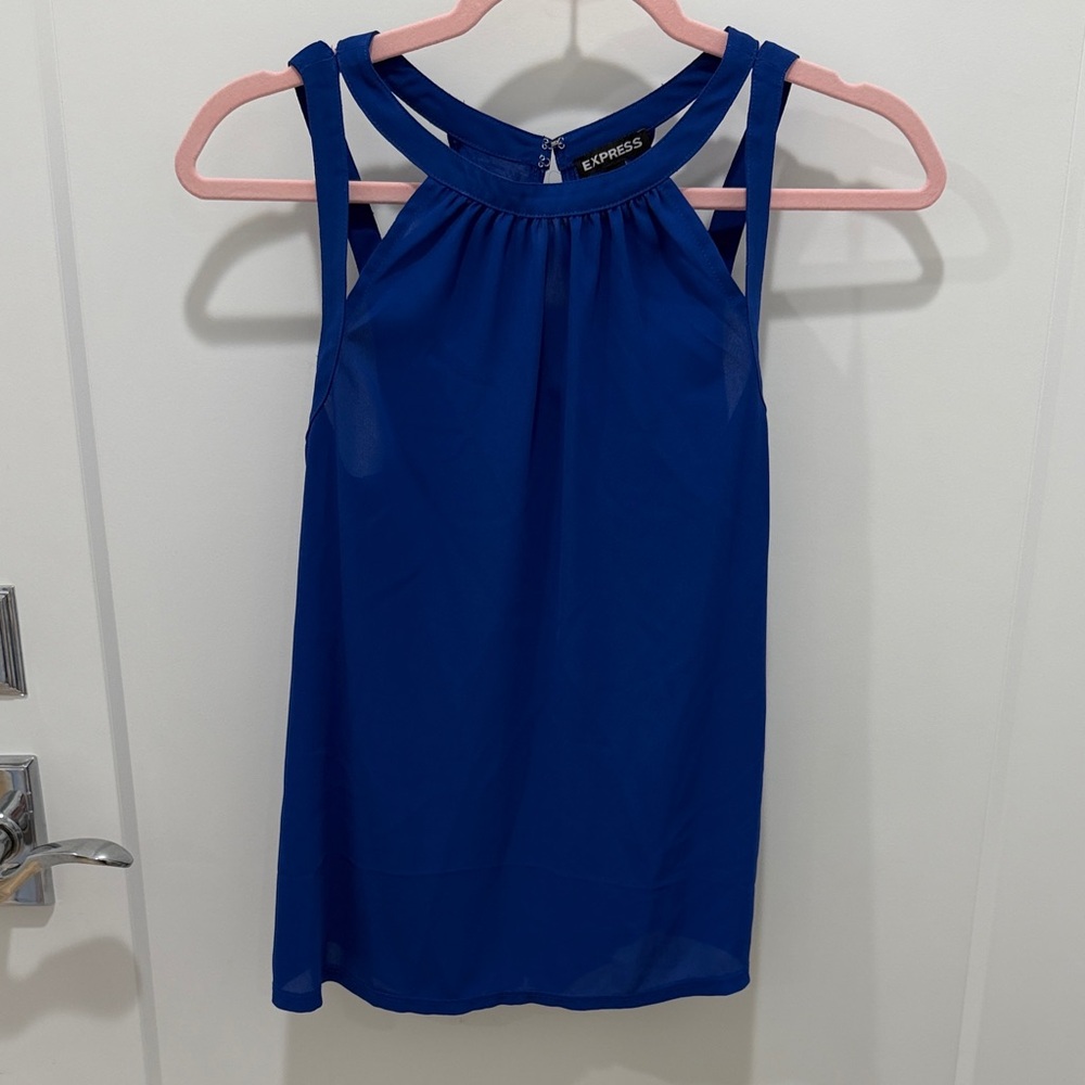 Express Cobalt Blue Double-Strap Halter Tank